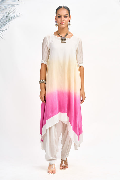 White Ombre Kurta Set