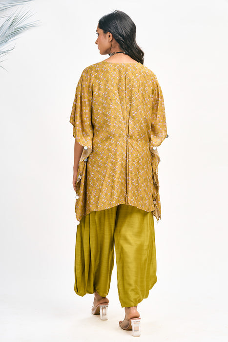 Mustard Green Digital Printed Kaftaan Co-ord Set