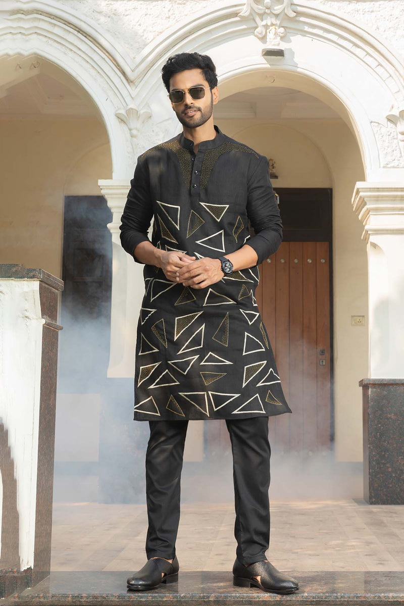 Midnight Linen Kurta