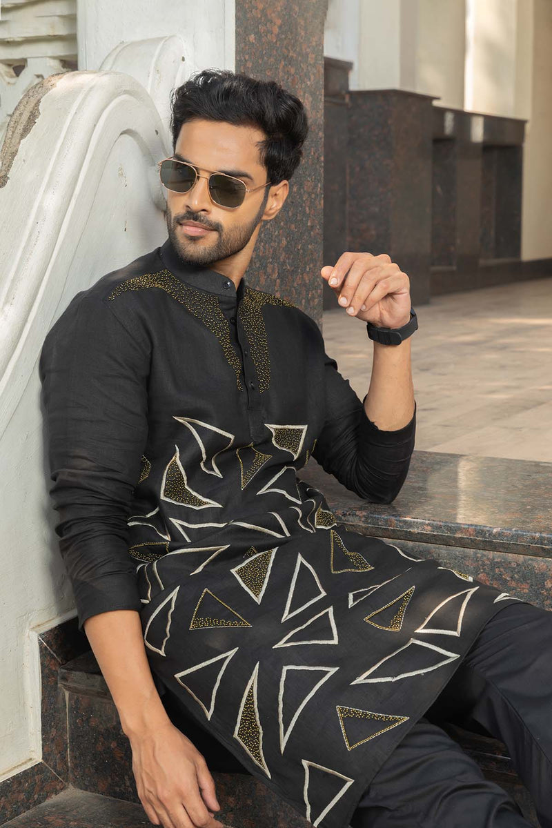 Midnight Linen Kurta