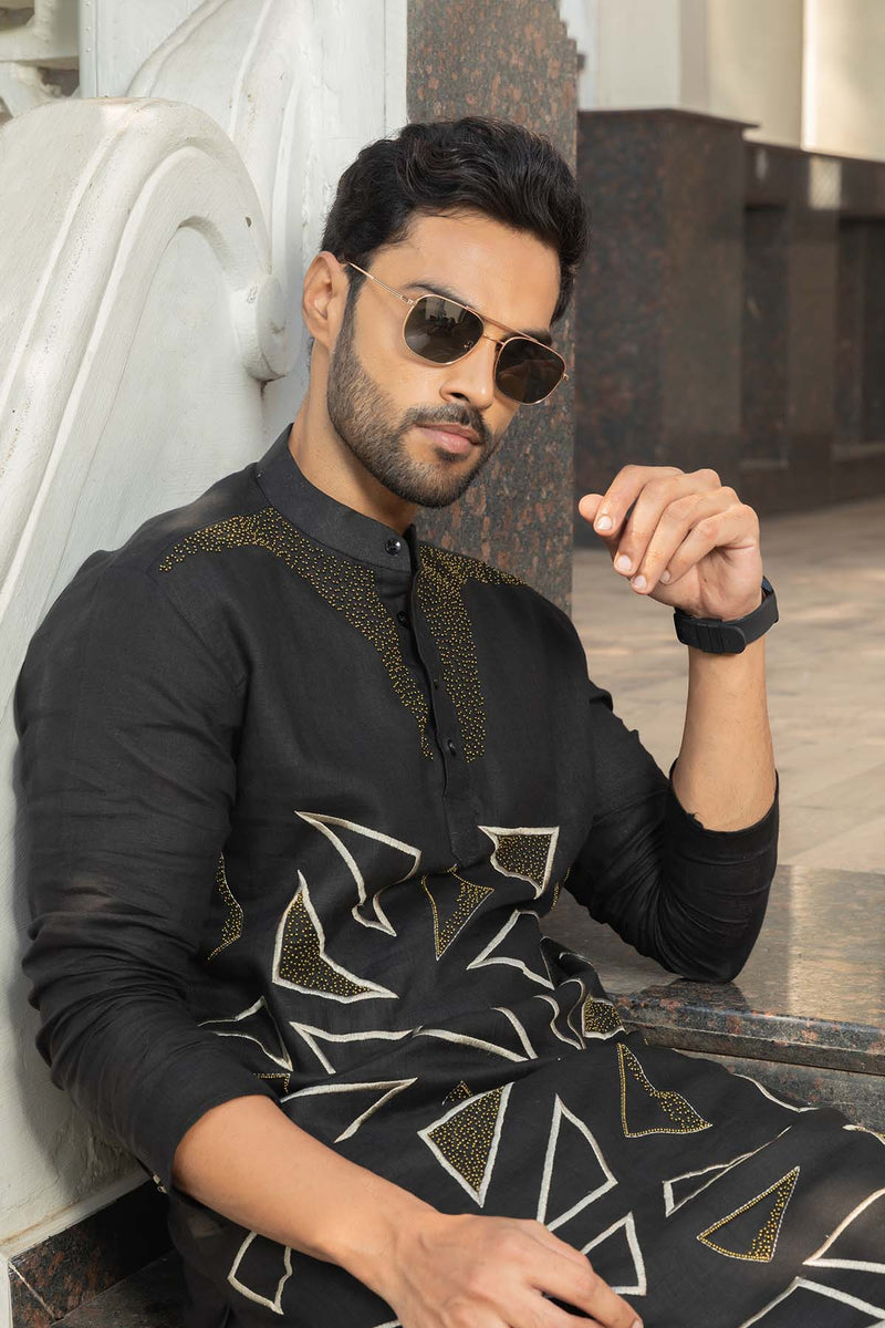 Midnight Linen Kurta