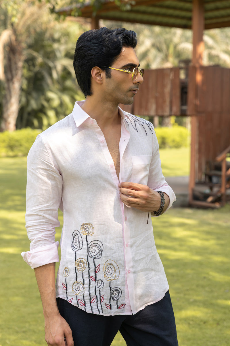 Rosé Cloud Linen Shirt