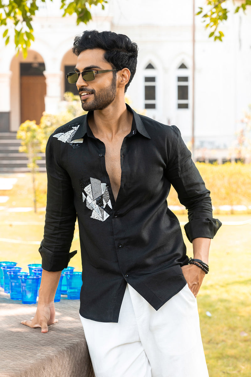 Midnight Black Linen Shirt