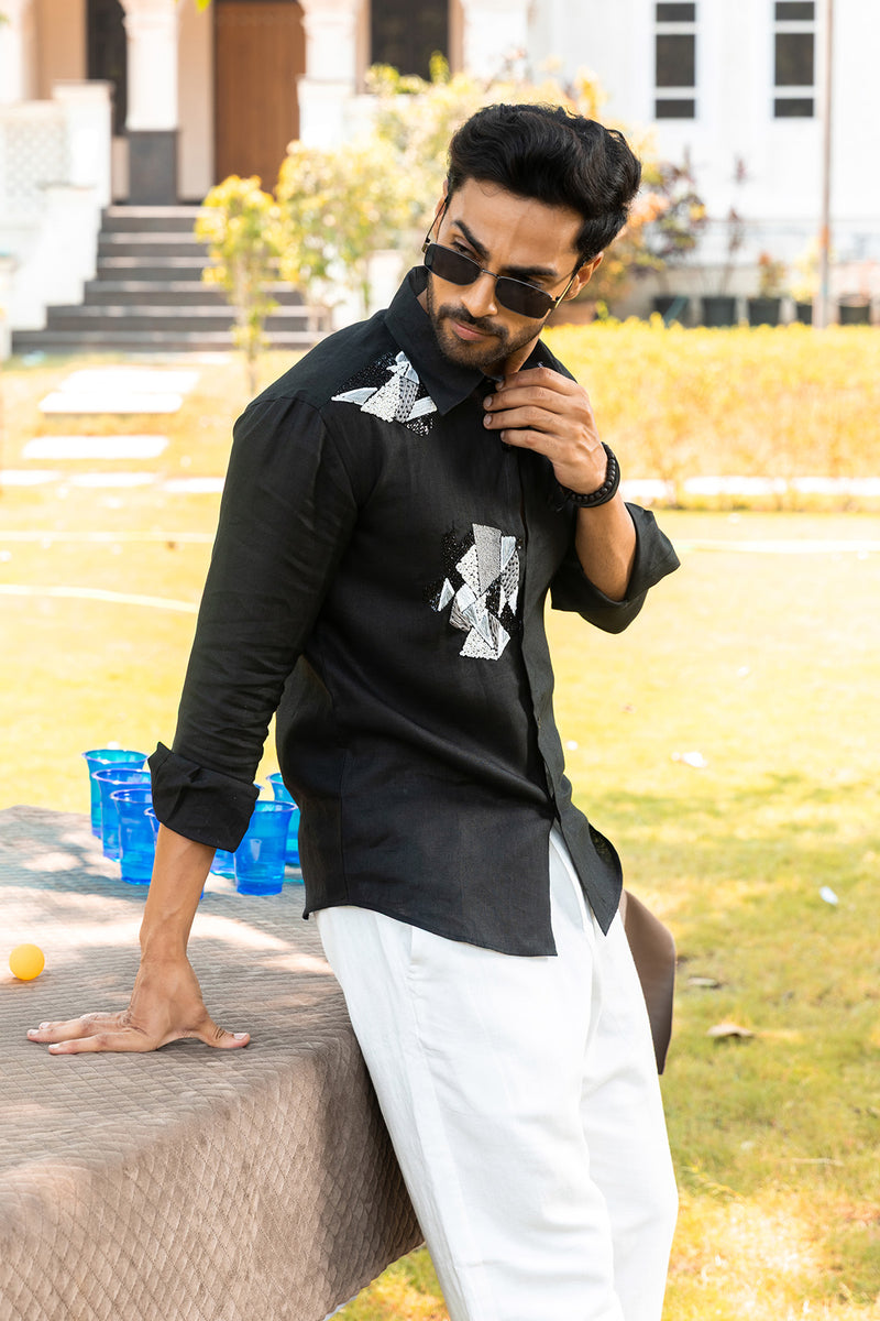 Midnight Black Linen Shirt