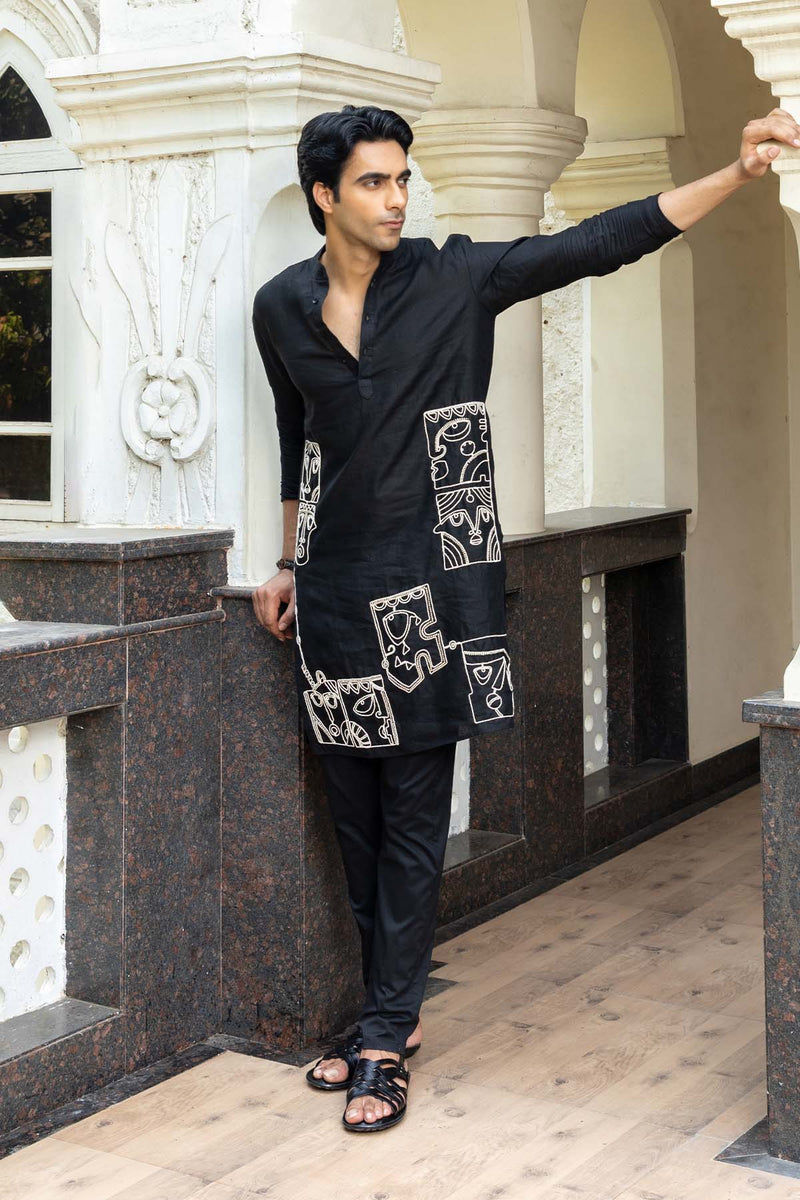 The Noir Linen Kurta
