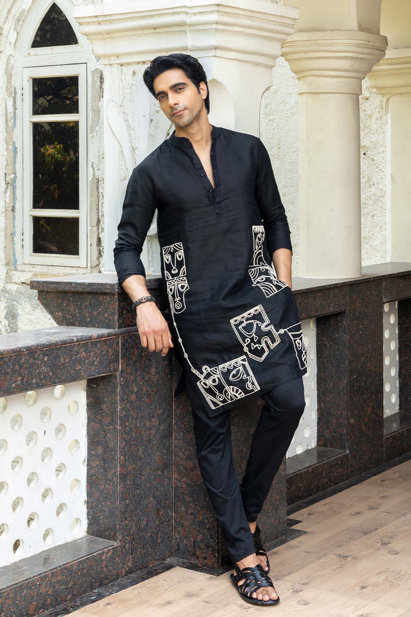 The Noir Linen Kurta