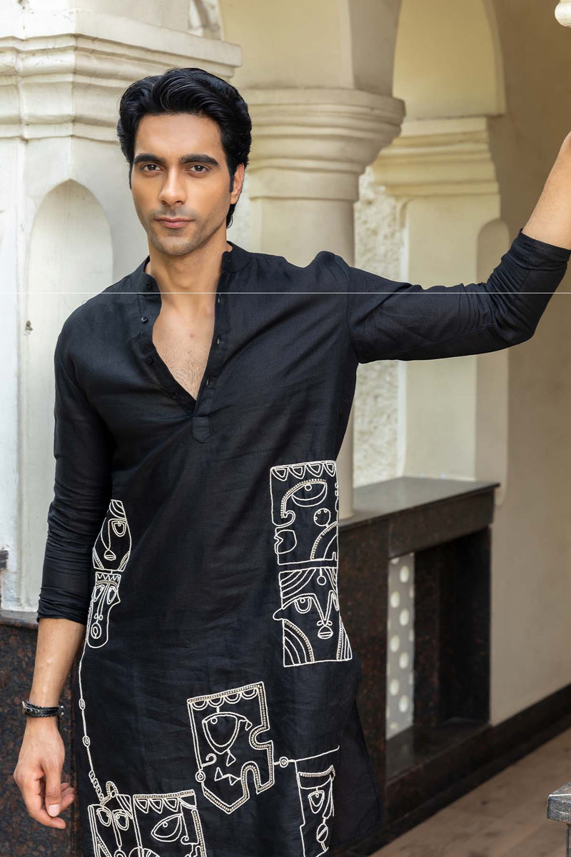 The Noir Linen Kurta
