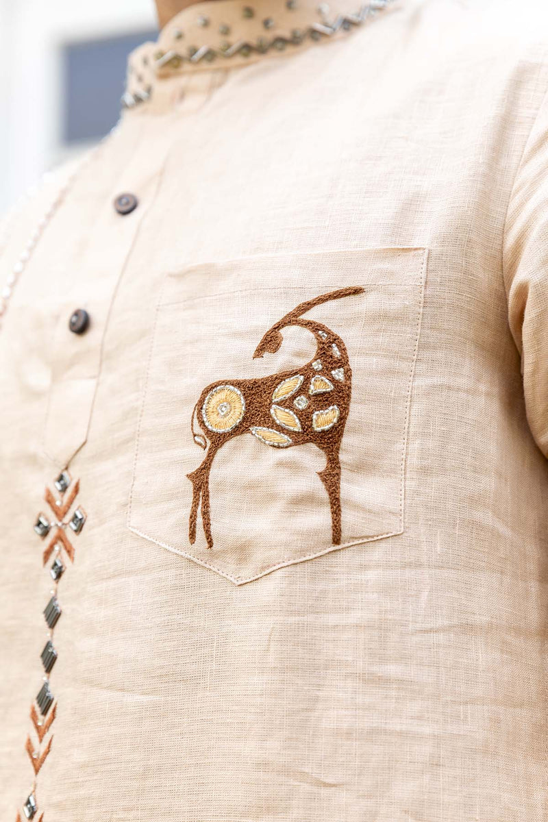 Cinnamon Linen Kurta