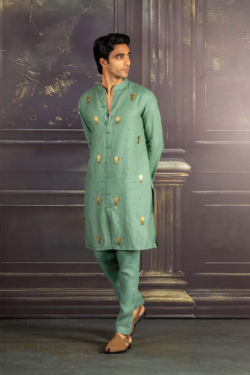 Aqua Linen Kurta