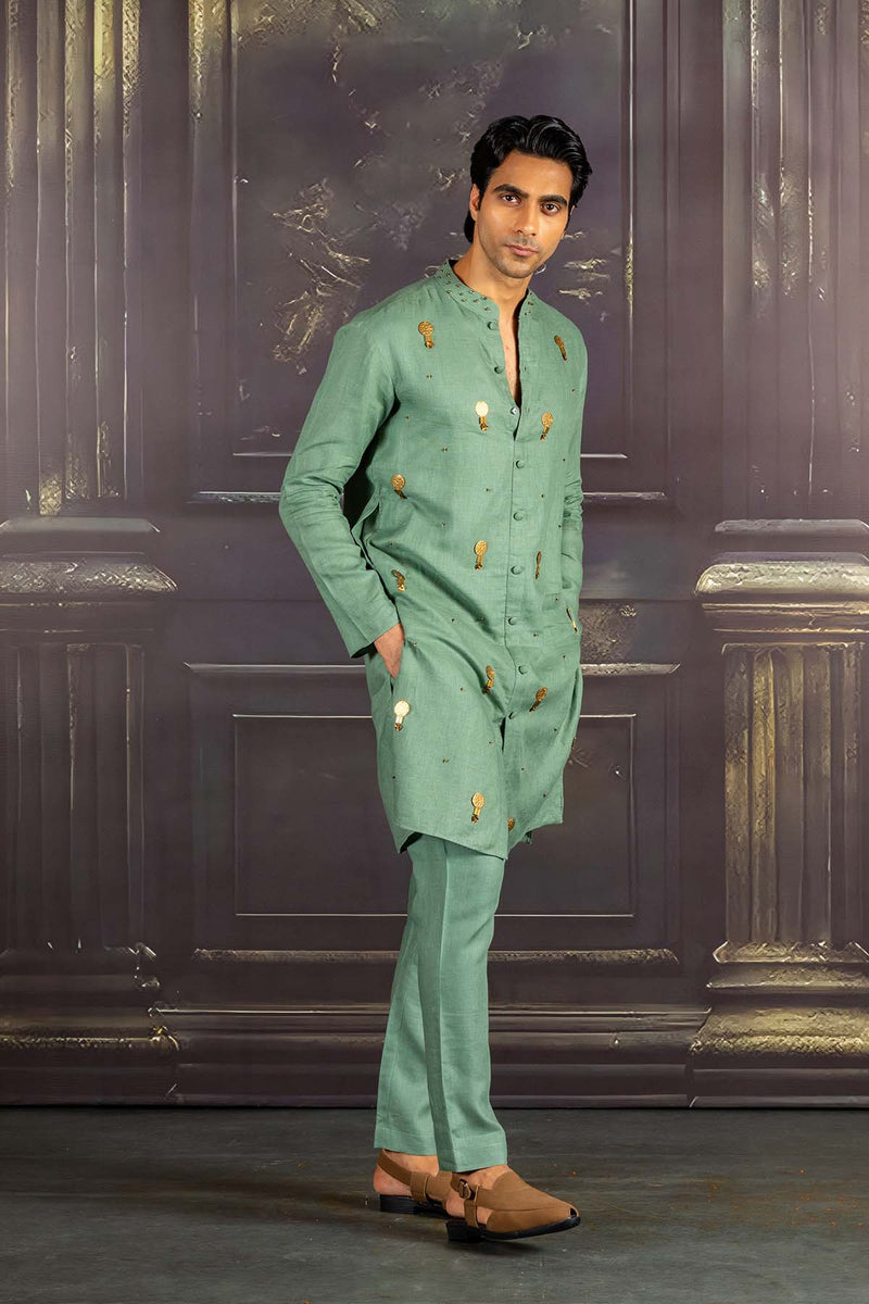 Aqua Linen Kurta