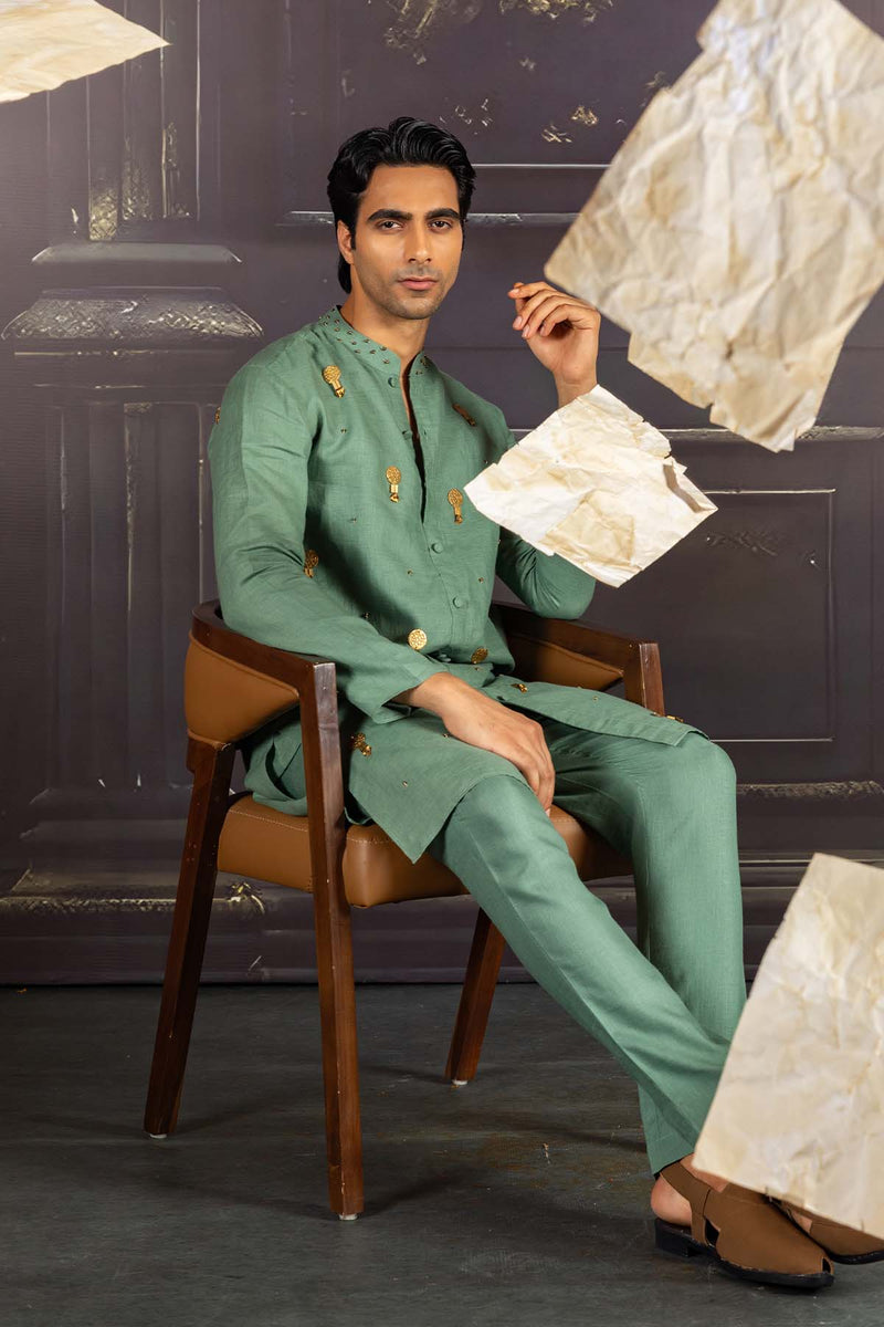 Aqua Linen Kurta