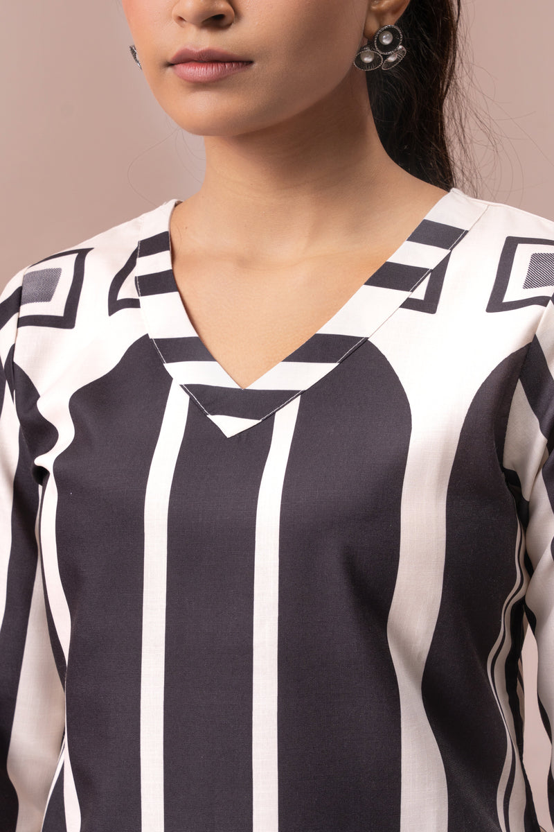 BLACK WOMEN PRINTED KURTA SET