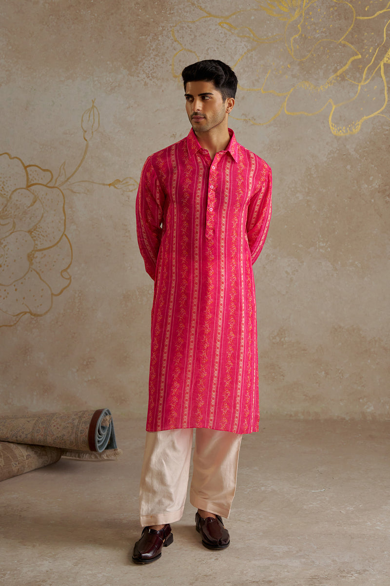 Pink Vine Kurta Set