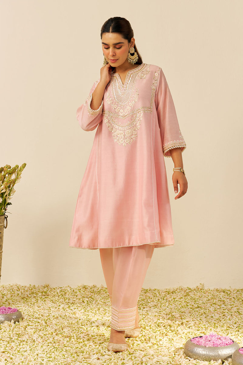 Aiza - Short Chauga With Salwar (Blush Pink)
