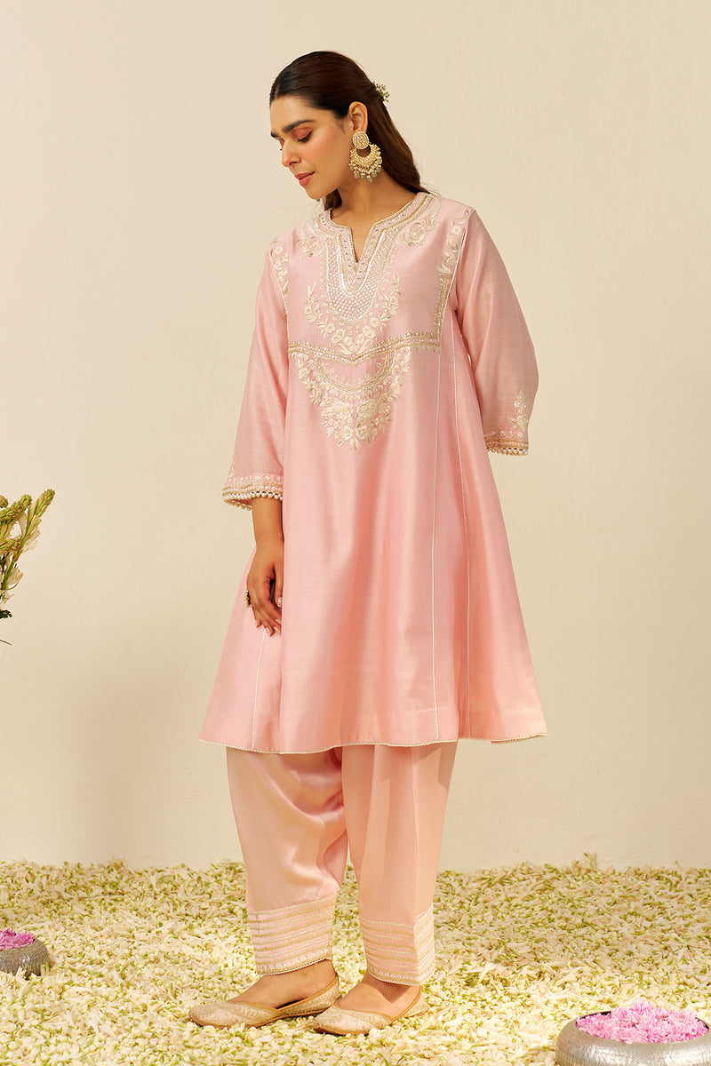 Aiza - Short Chauga With Salwar (Blush Pink)
