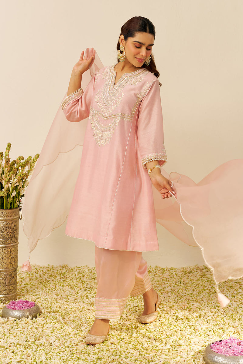 Aiza - Short Chauga With Salwar (Blush Pink)