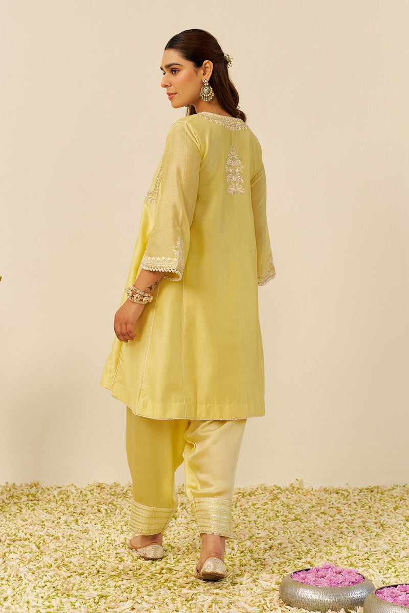 Aiza - Short Chauga With Salwar (Lemon Yellow)