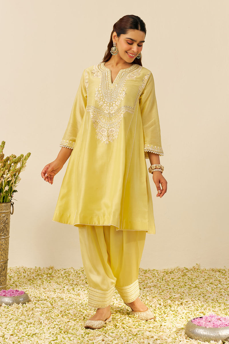 Aiza - Short Chauga With Salwar (Lemon Yellow)