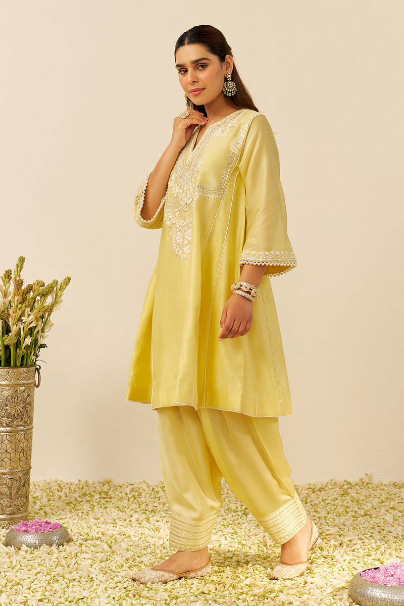 Aiza - Short Chauga With Salwar (Lemon Yellow)