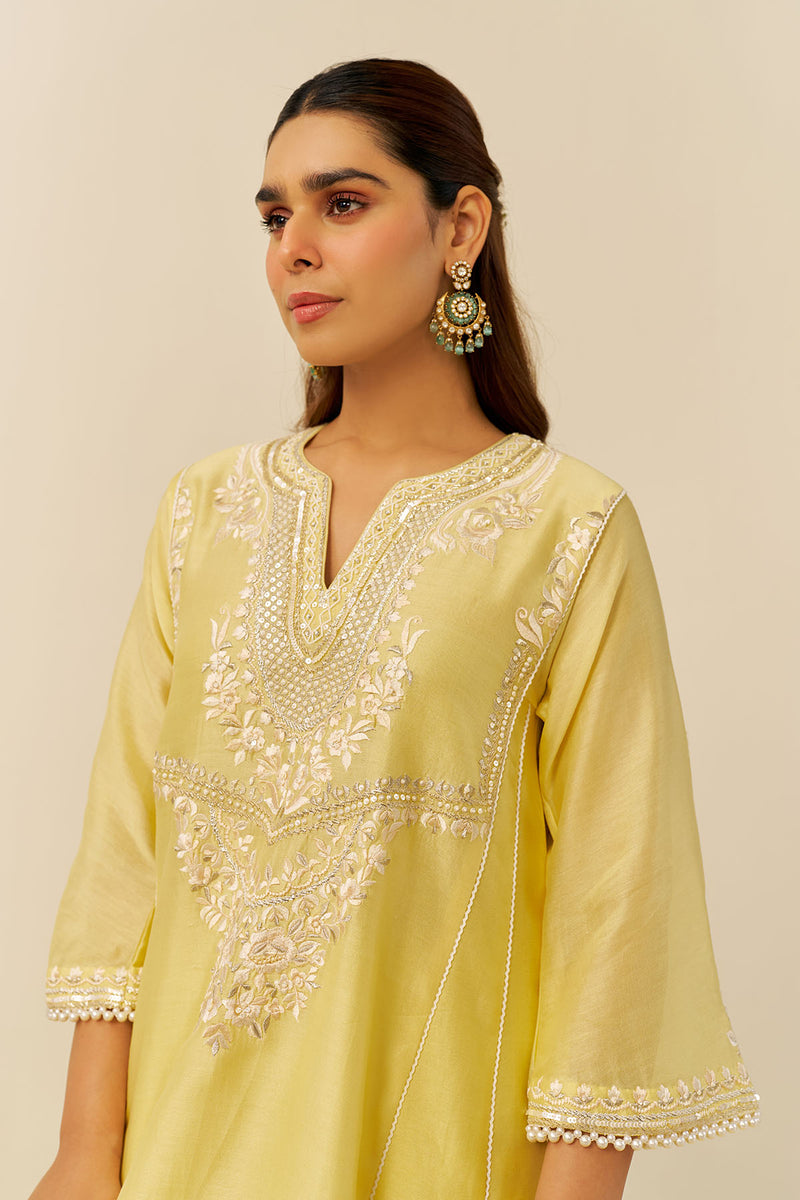 Aiza - Short Chauga With Salwar (Lemon Yellow)