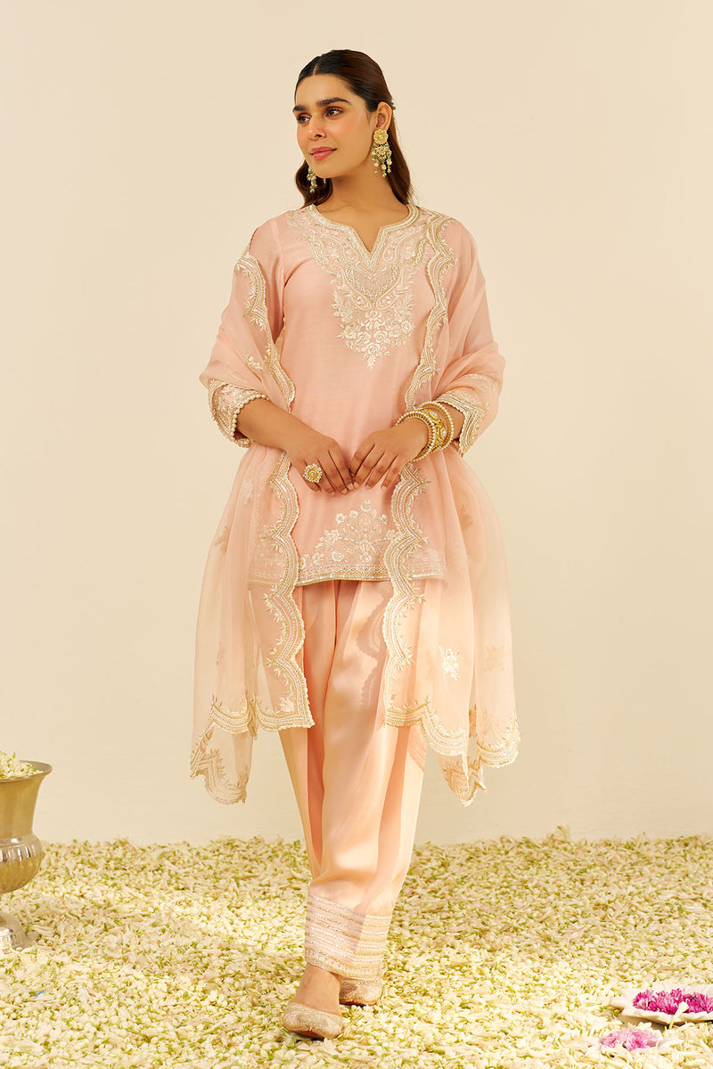 Haniya - Short Kurta With Salwar (Off Rose)