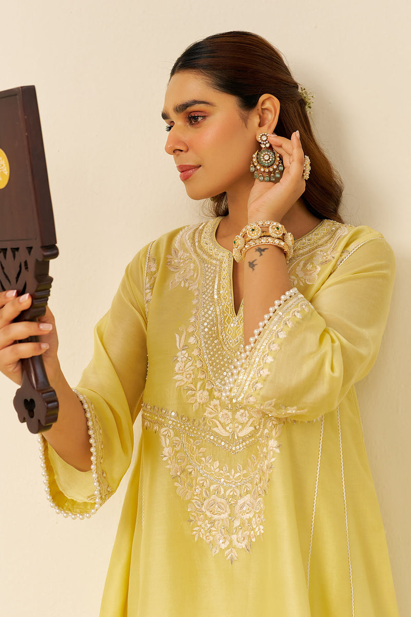 Aiza - Short Chauga With Salwar (Lemon Yellow)