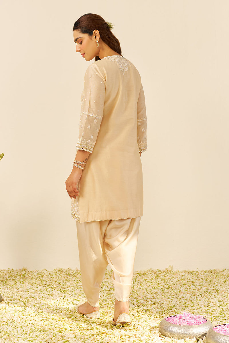 Zahra - Short Kurta With Dhoti (Beige)