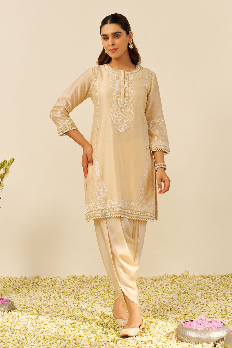 Zahra - Short Kurta With Dhoti (Beige)