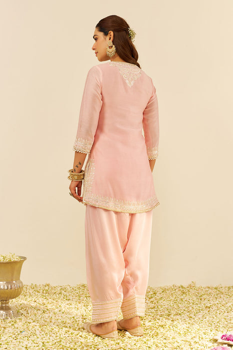 Sara - Short Kurta With  Salwar (Blush Pink)