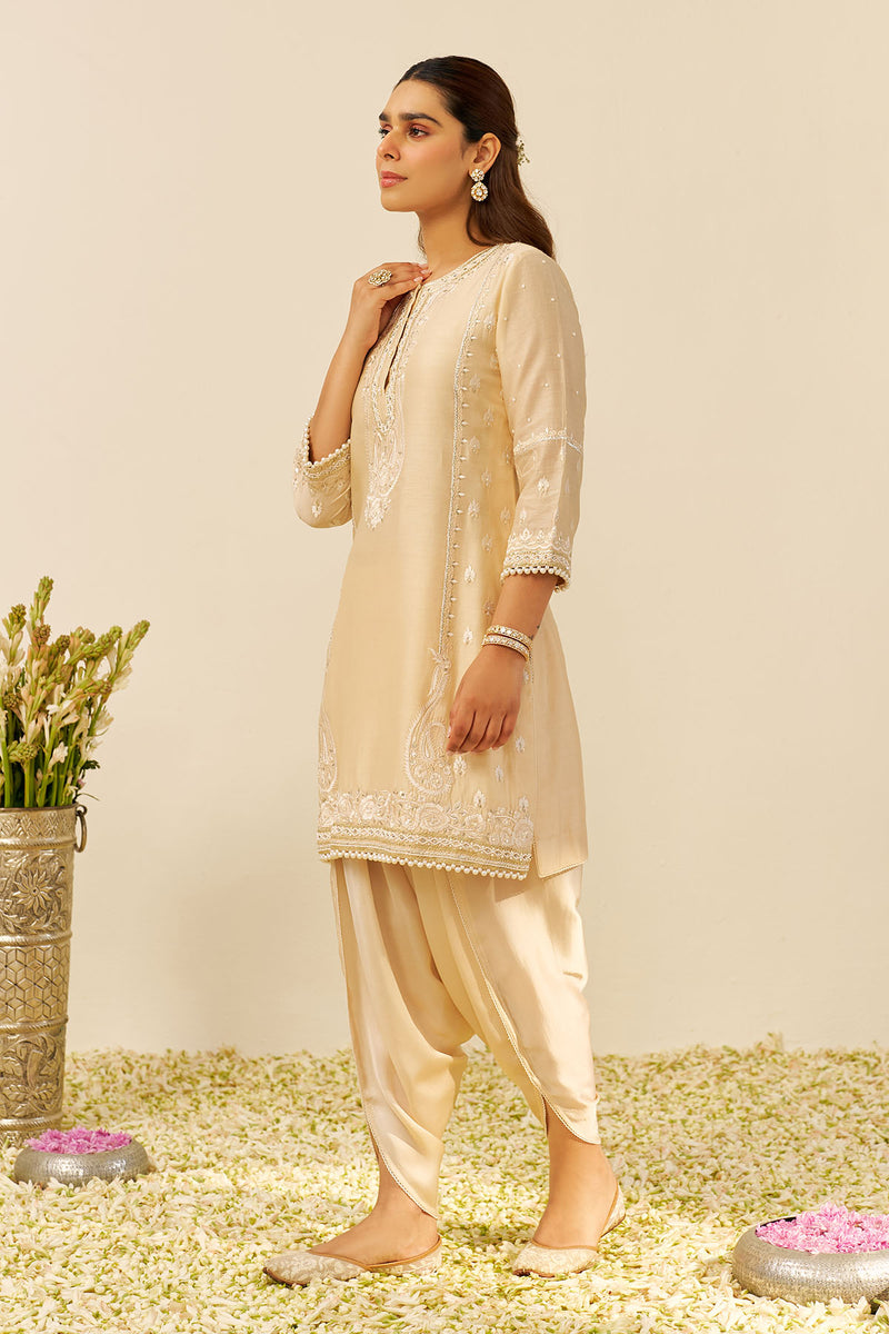 Zahra - Short Kurta With Dhoti (Beige)