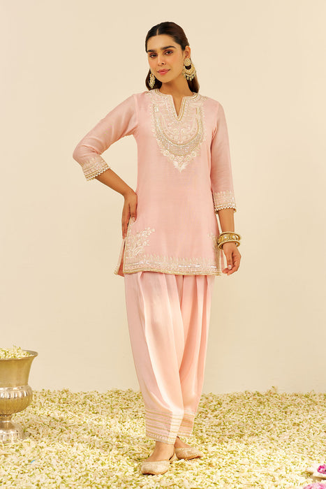 Sara - Short Kurta With  Salwar (Blush Pink)
