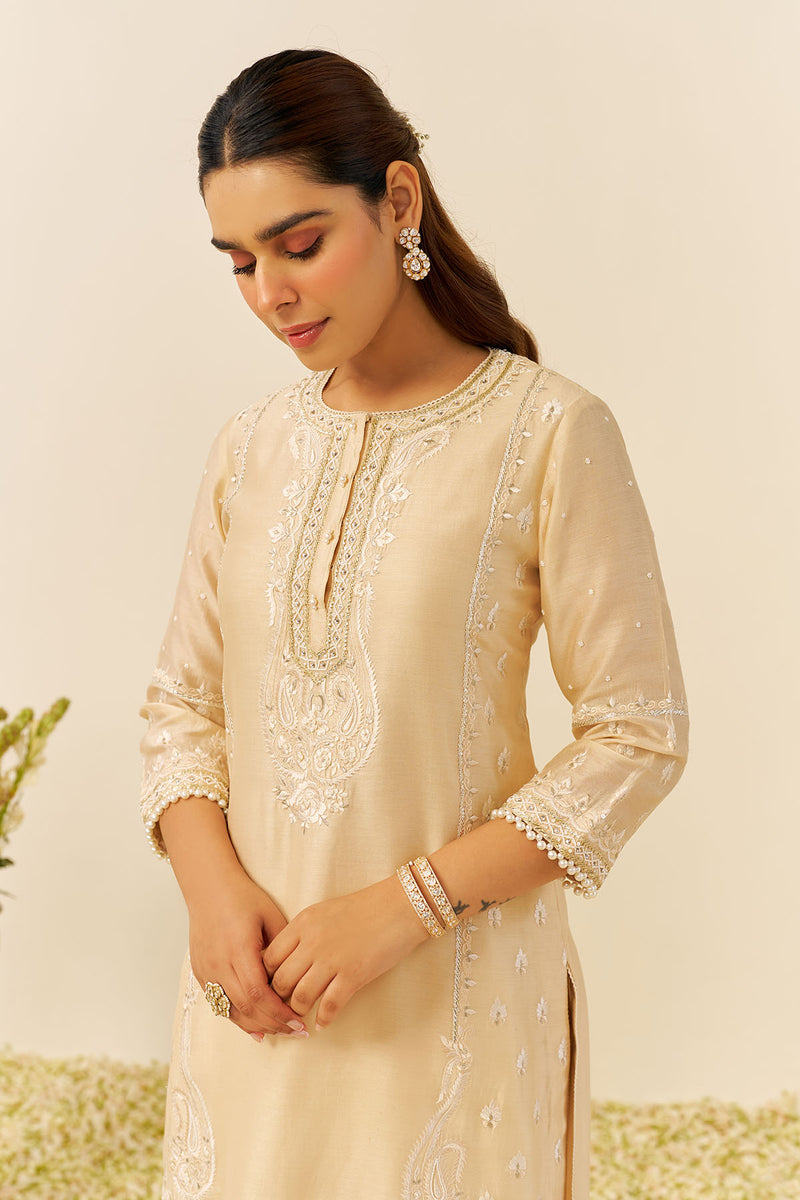 Zahra - Short Kurta With Dhoti (Beige)