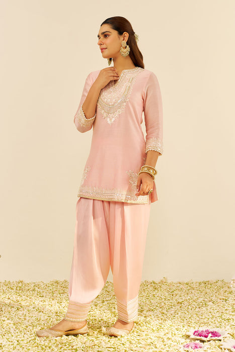 Sara - Short Kurta With  Salwar (Blush Pink)