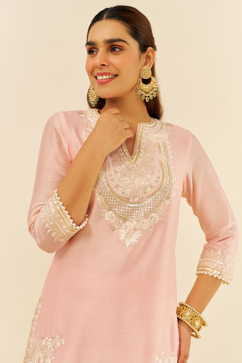 Sara - Short Kurta With  Salwar (Blush Pink)