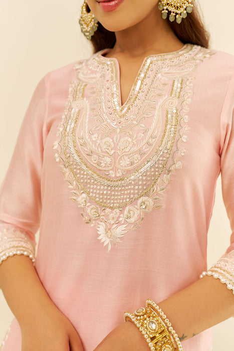 Sara - Short Kurta With  Salwar (Blush Pink)