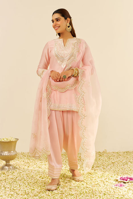 Sara - Short Kurta With  Salwar (Blush Pink)
