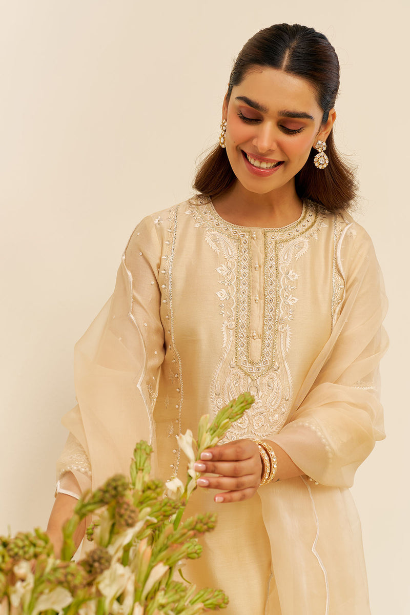 Zahra - Short Kurta With Dhoti (Beige)