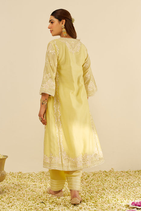 Maziya - Long Chauga With Salwar (Lemon Yellow)