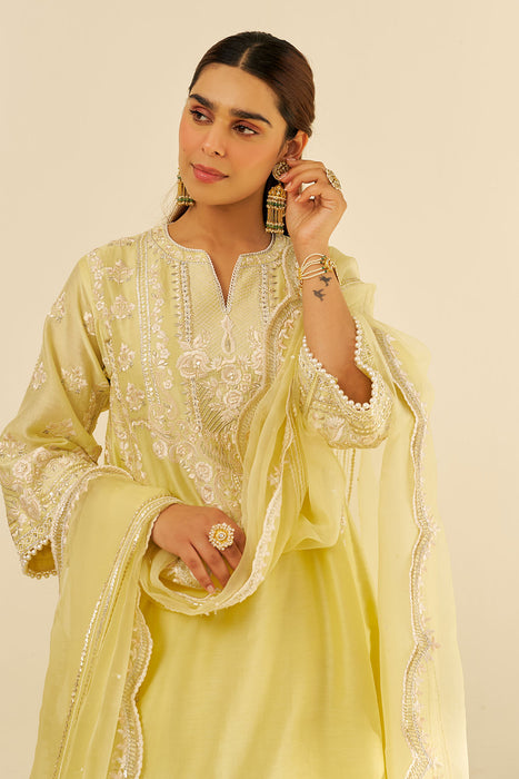 Maziya - Long Chauga With Salwar (Lemon Yellow)