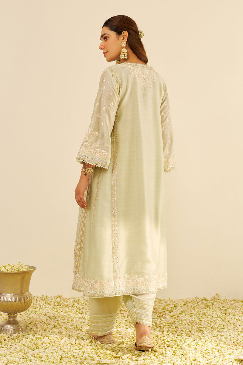 Maaroofa - Long Chauga With Salwar (Mint Green)