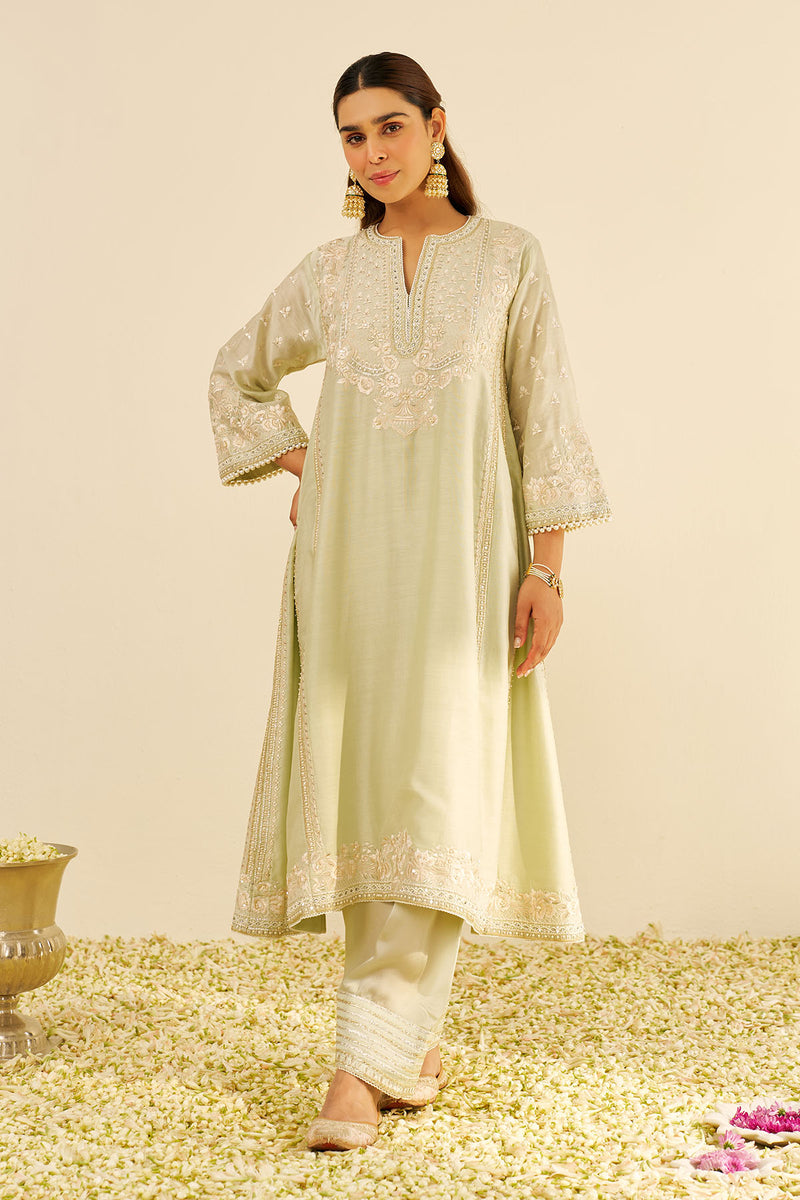Maaroofa - Long Chauga With Salwar (Mint Green)