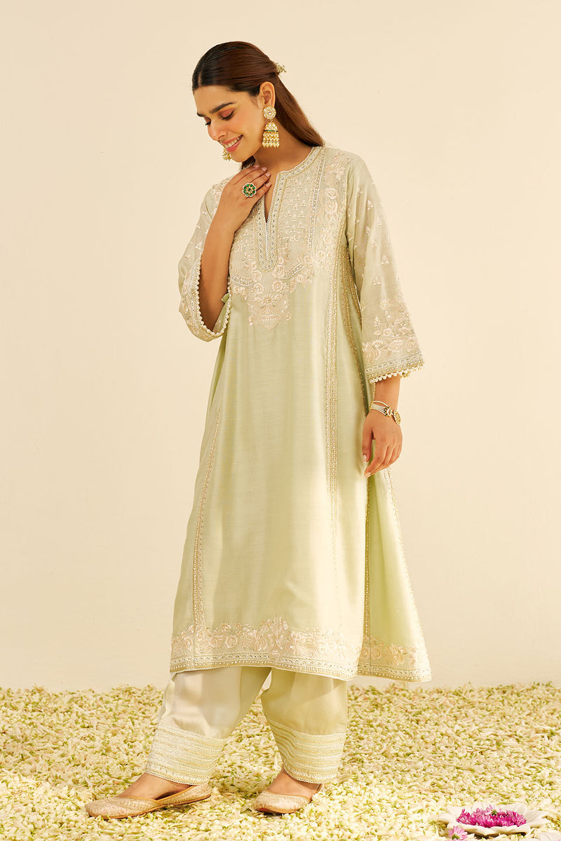 Maaroofa - Long Chauga With Salwar (Mint Green)