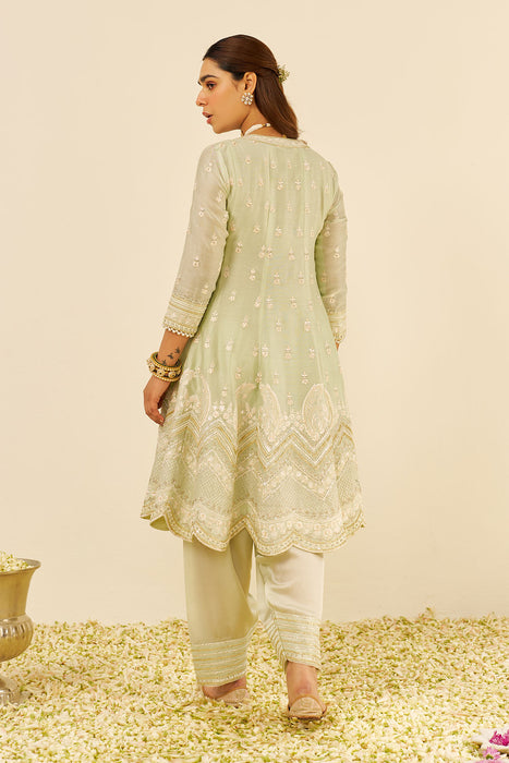 Meeram - Short Anarkali With Salwar (Mint Green)