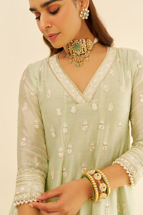 Meeram - Short Anarkali With Salwar (Mint Green)