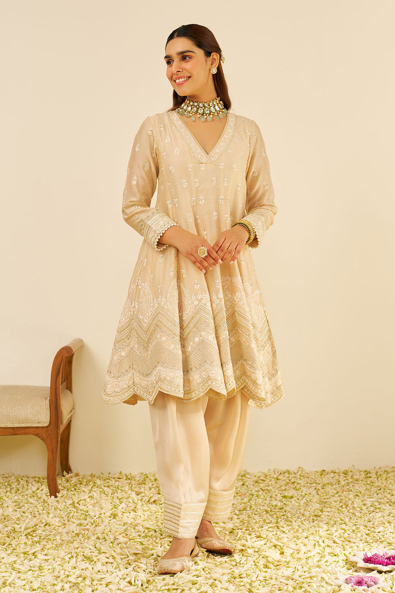 Meeram - Short Anarkali With Salwar (Beige)
