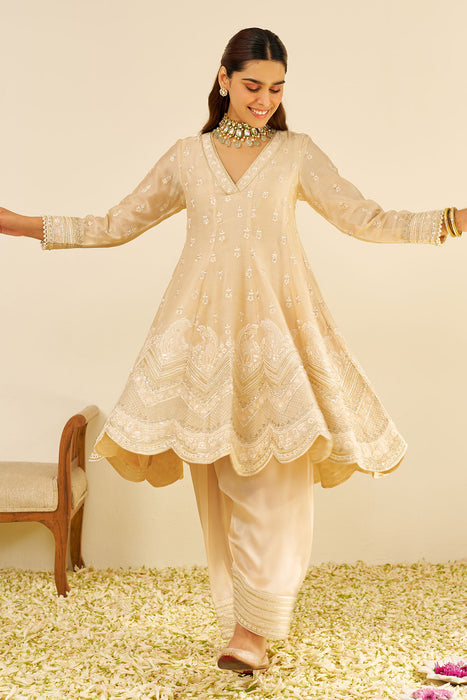 Meeram - Short Anarkali With Salwar (Beige)