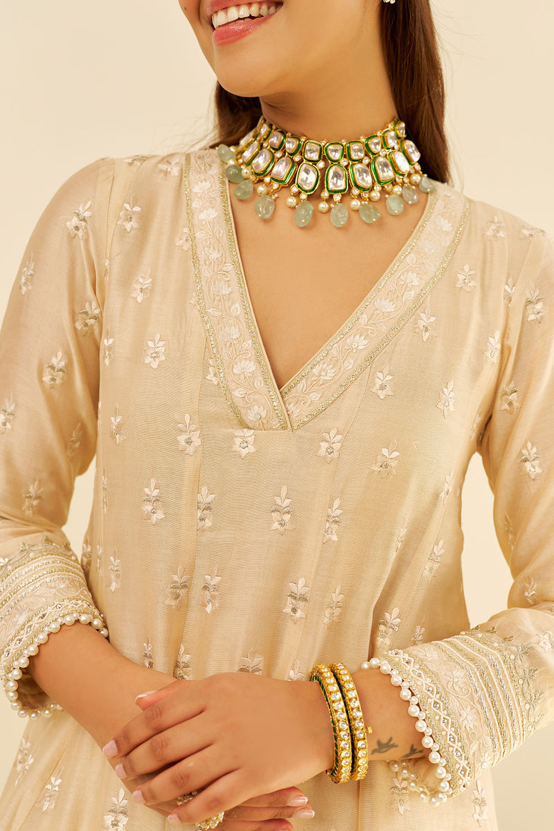 Meeram - Short Anarkali With Salwar (Beige)