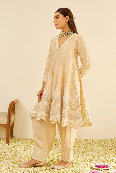 Meeram - Short Anarkali With Salwar (Beige)