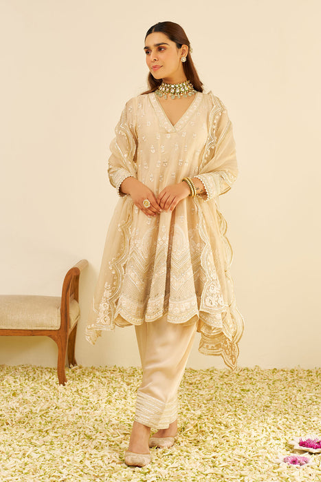 Meeram - Short Anarkali With Salwar (Beige)