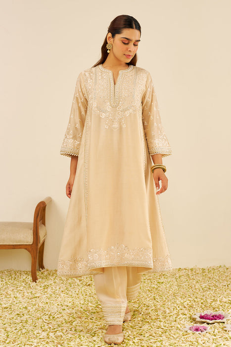 Maaroofa - Long Chauga With Salwar (Beige)
